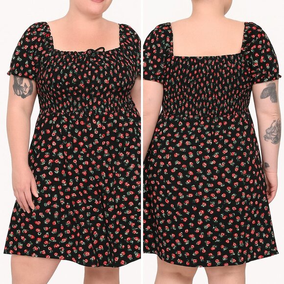 Hot Topic Cherry Skull Smocked Dress - Picture 1 of 8